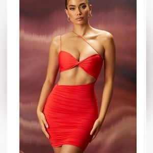 Oh Polly Cut-Out Ruched Body Con Dress